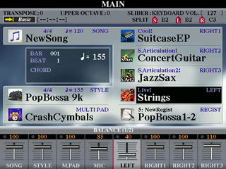 MAIN screen showing Strings being added as LH voice.